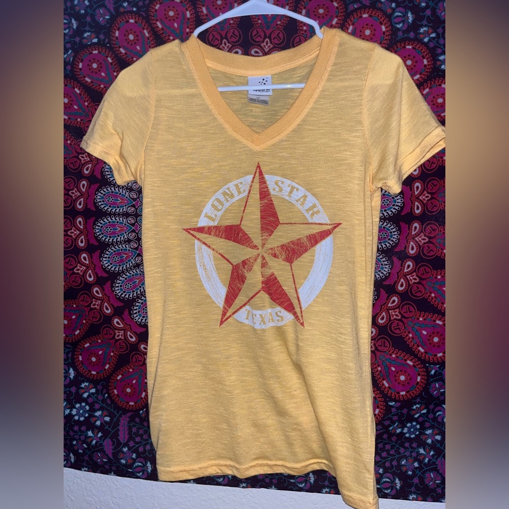 Yellow Lone Star Texas V-Neck T-Shirt